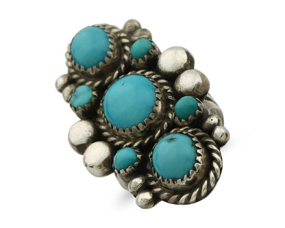 Navajo Ring 925 Silver Blue Turquoise Artist Signed M Charlie C.80's