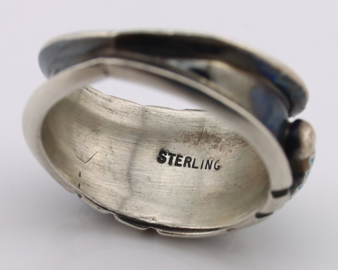 Navajo Ring 925 Silver Natural Blue Turquoise Native American Artist C.80's
