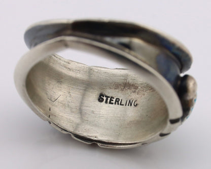 Navajo Ring 925 Silver Natural Blue Turquoise Native American Artist C.80's