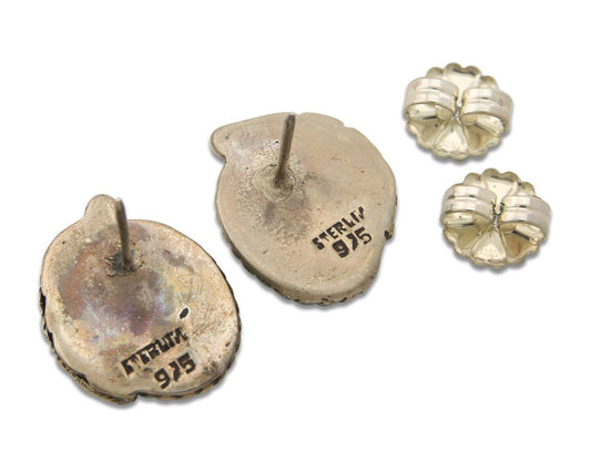 Navajo Earrings 925 Silver Natural Turquoise Native American Artist C.80's