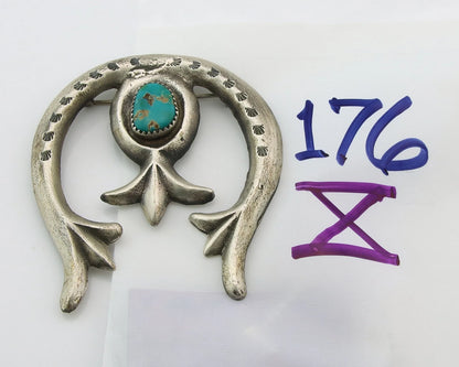 Navajo Handmade Pin Sterling Silver Turquoise Vintage Tobe Turpen Pawn