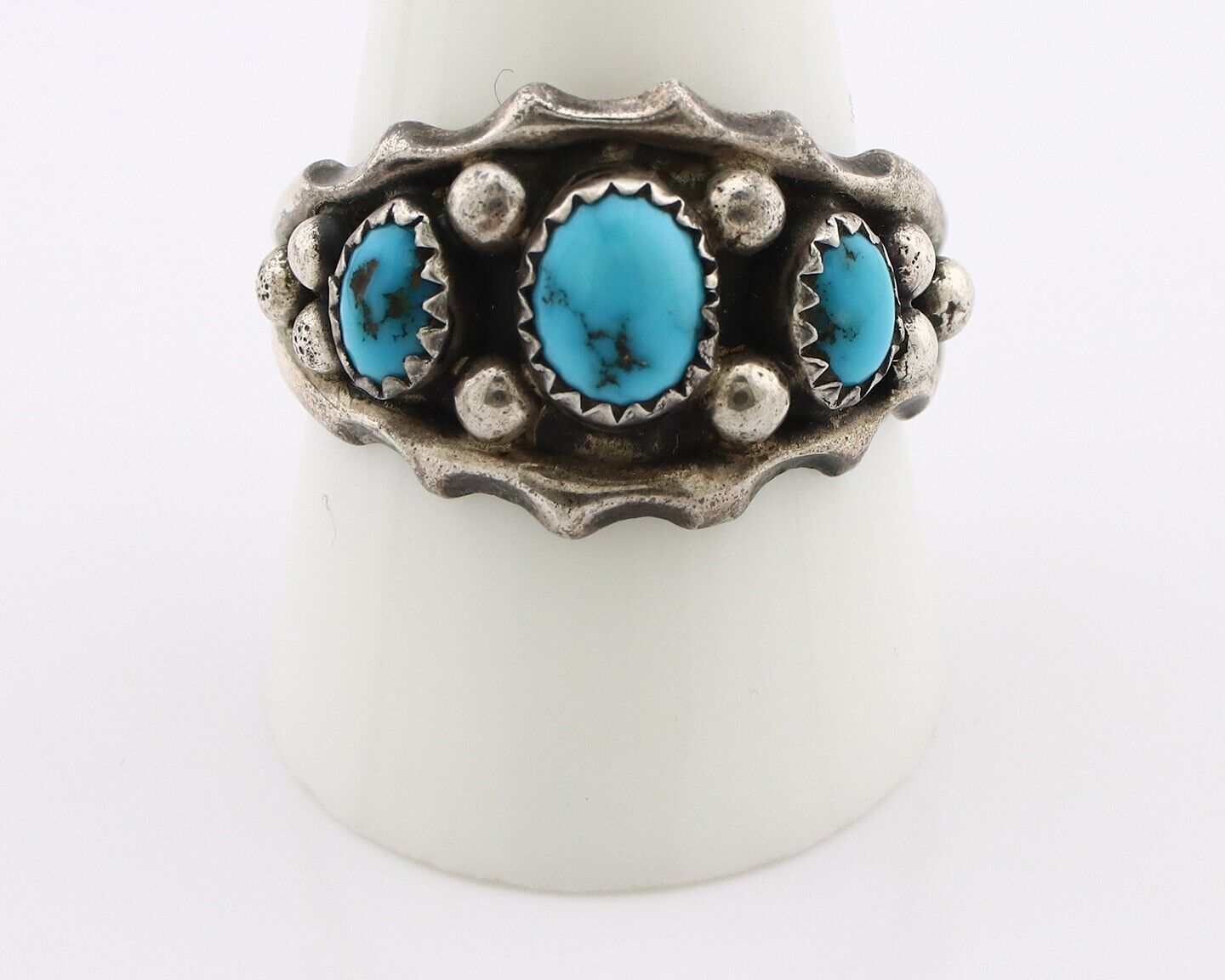 Navajo Ring 925 Silver Blue Artist Signed SkyStone Creations C.80's