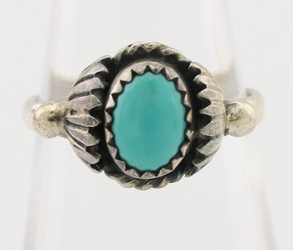 Navajo Ring 925 Silver Kingman Turquoise Native American Artist Made In 1985