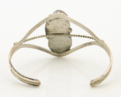 Navajo Cuff Bracelet Sterling Silver Turquoise Native Vintage Artist Signed Paul