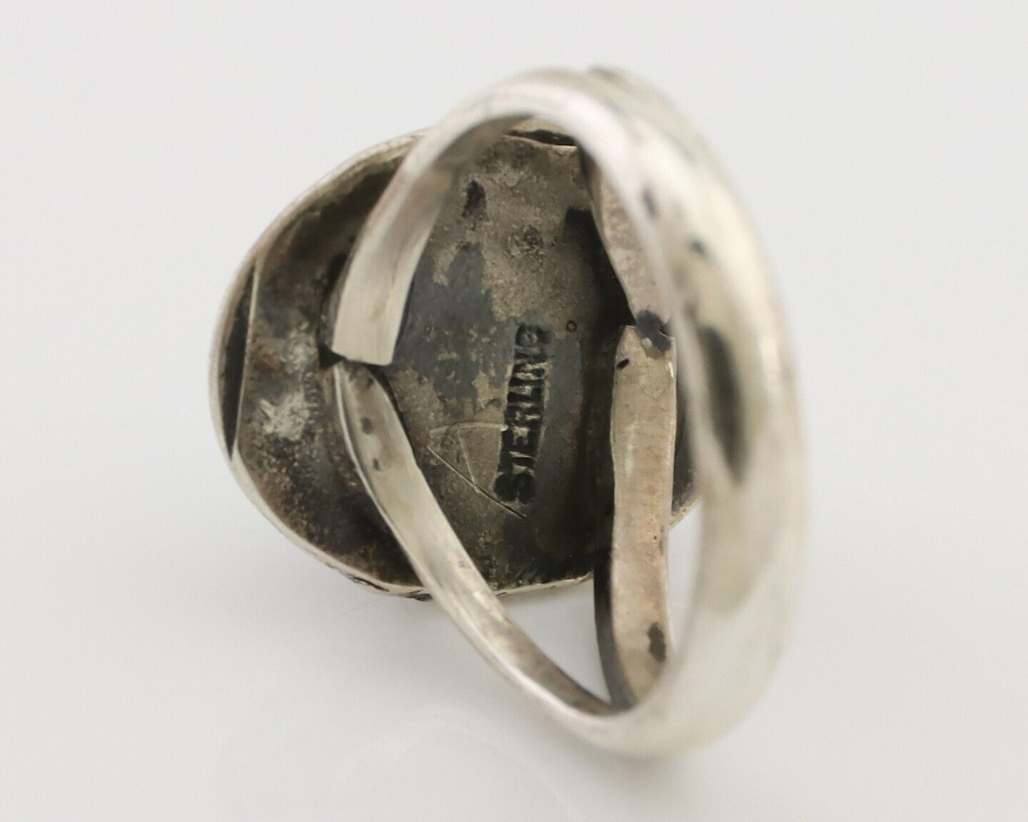 Navajo Ring 925 Silver Spiderweb Turquoise Native American Artist C.80's