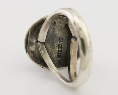 Navajo Ring 925 Silver Spiderweb Turquoise Native American Artist C.80's