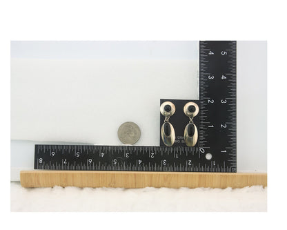 Navajo Earrings Sterling Silver Natural Onyx Dangle Vintage Handmade