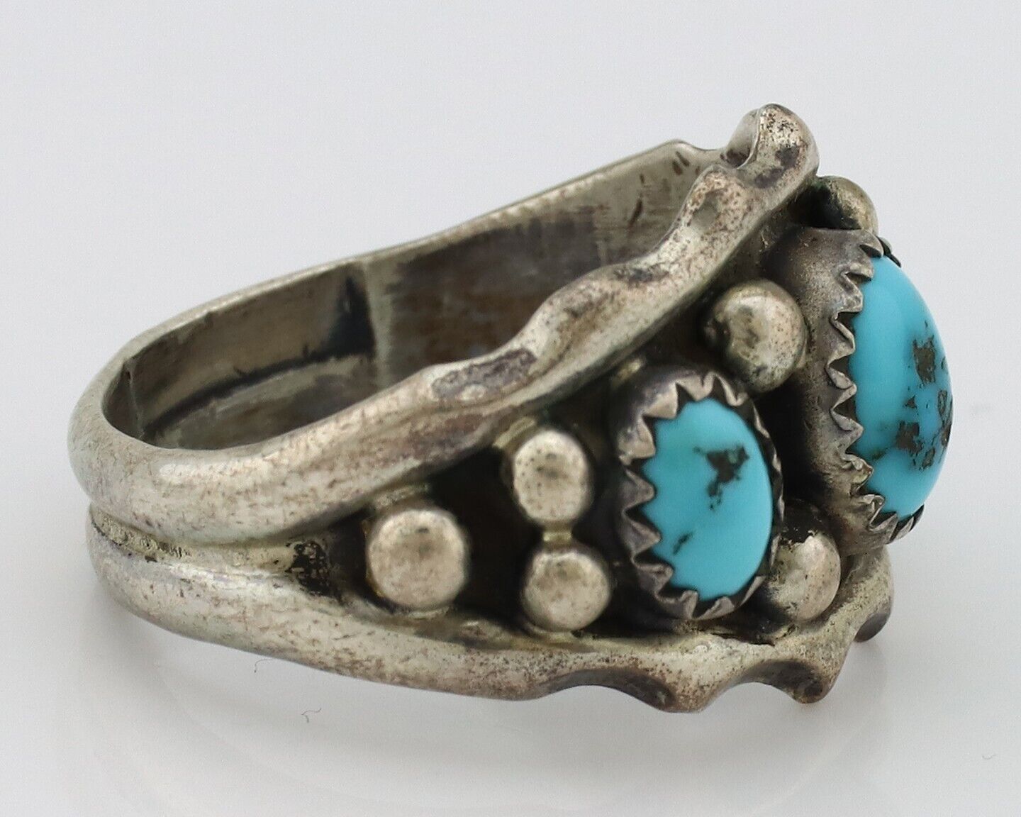 Navajo Ring 925 Silver Blue Turquoise Artist Signed SkyStone Creations C.80's