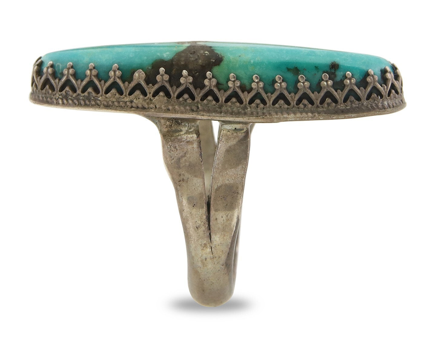 Navajo Ring 925 Sterling Natural Blue Turquoise Native Artist C.80's Size 7.25