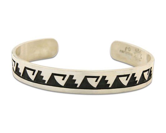 Hopi Bracelet 925 Silver Handmade Artist Signed Guy Josytewa C.80's