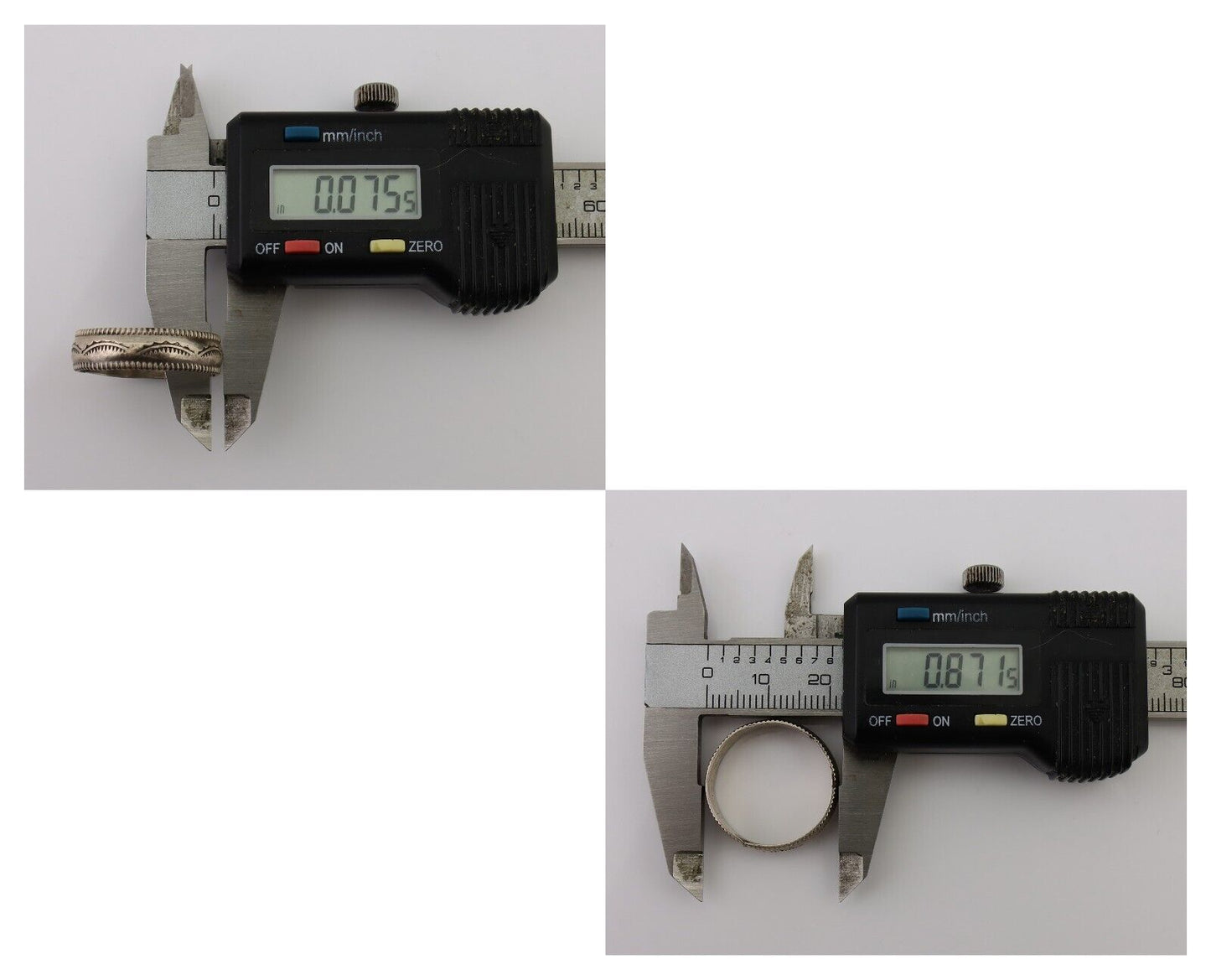 Navajo Hand Stamped Band 925 Silver 6.0 mm Native Artist Size 9.75 C.80's