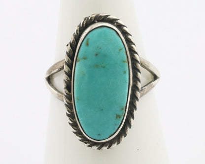 Navajo Ring 925 Silver Natural Kingman Turquoise Signed M Montoya C.80's