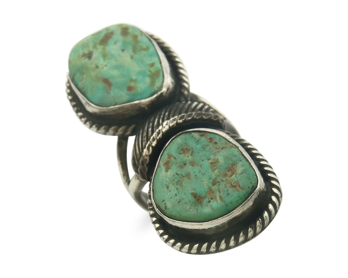 Navajo Ring 925 Sterling Turquoise Handmade Native Artist C.80's Size 7.0
