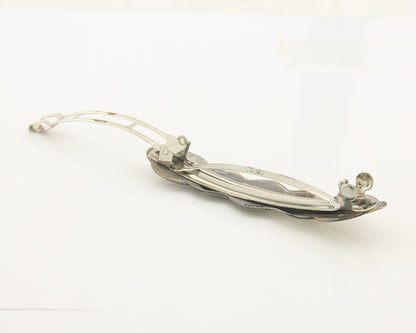 Vintage Navajo Barrette 925 Sterling Silver Hand Stamped Authentic Signed SN