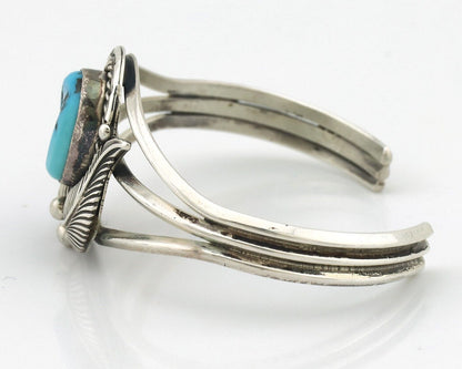 Navajo Bracelet 925 Silver Sleeping Beauty Turquoise Artist Signed MLS C.80's