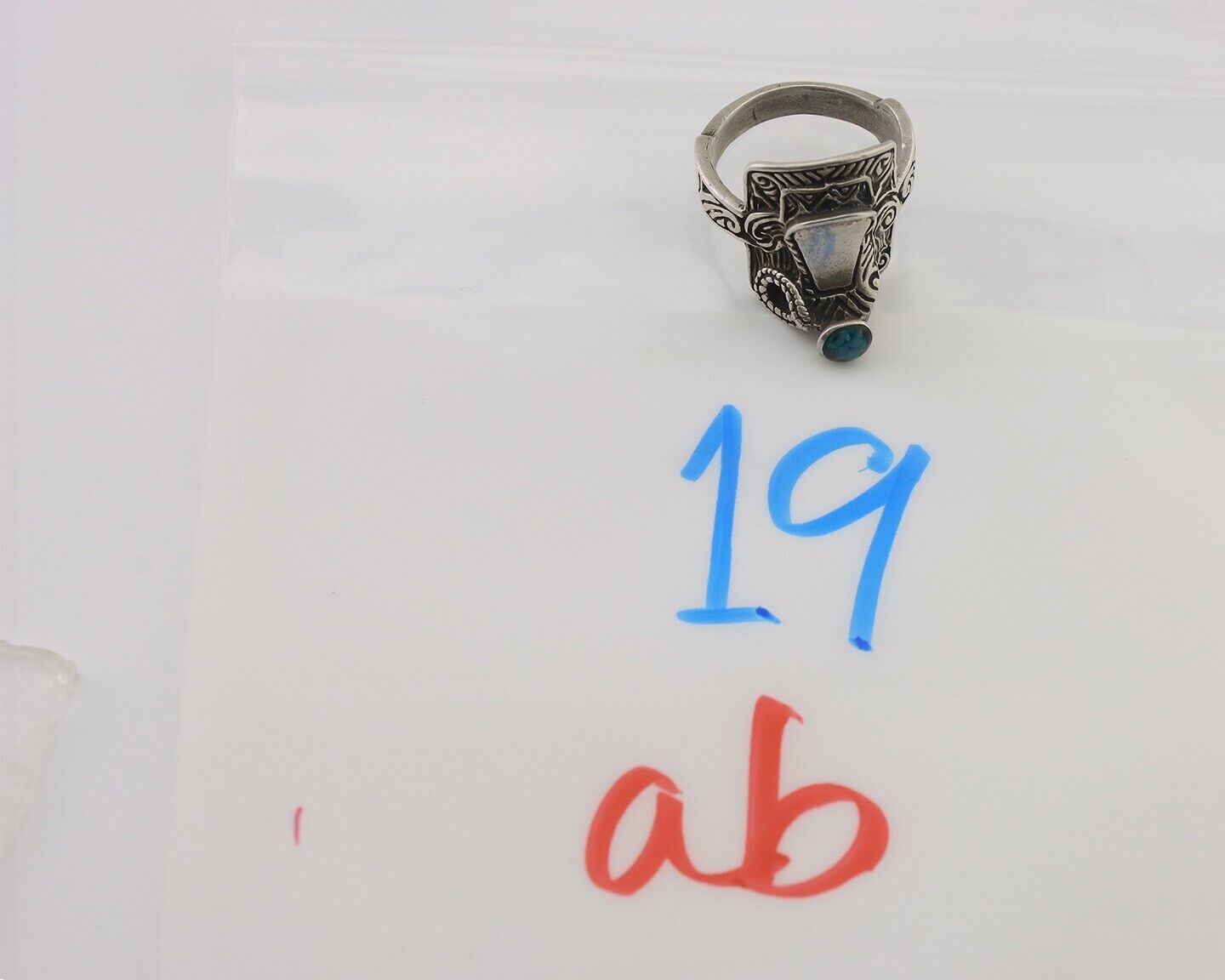 Navajo Ring 925 Silver Natural Turquoise Native American Artist C.80's