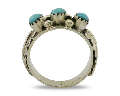 Navajo Ring 925 Silver Sleeping Beauty Turquoise Artist Signed WR C.80's