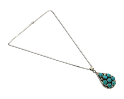 Navajo Necklace 925 Silver Natural Blue Turquoise Artist Signed B Yazzie C.80's