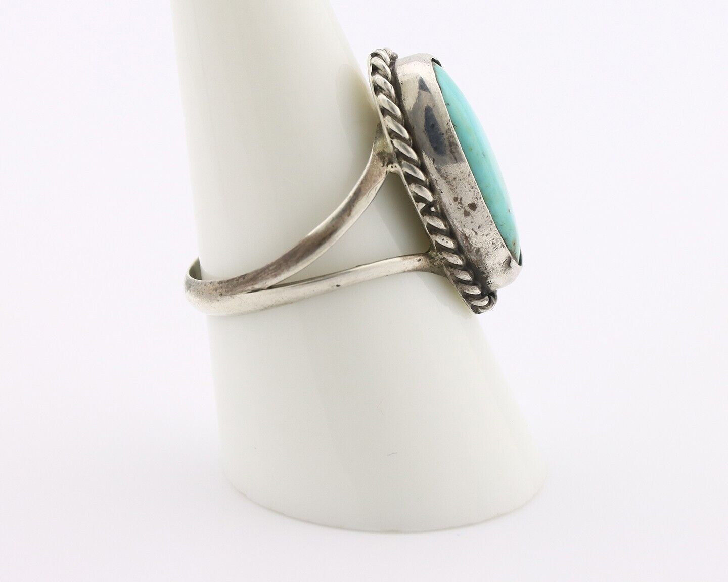 Navajo Ring .925 Silver Natural Kingman Turquoise Native American Artist C.80's