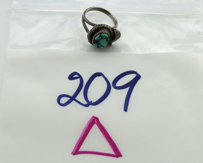 Navajo Ring 925 Silver Spiderweb Turquoise Native American Artist C.80's