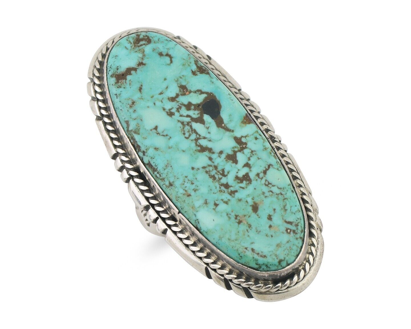 Navajo Ring 925 Silver Kingman Turquoise Native American Artist C.80's
