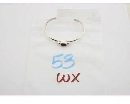 Navajo Bracelet .925 Silver Natural Red Coral Cuff Native American Artist C.80's