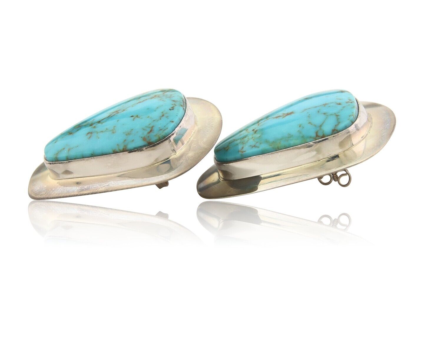Navajo Earrings 925 Silver Handmade Natural Turquoise Native Artist C.80's