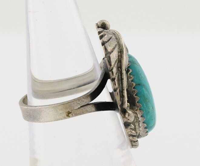 Navajo Handmade Ring 925 Silver Blue Turquoise Native American Artist C.80's
