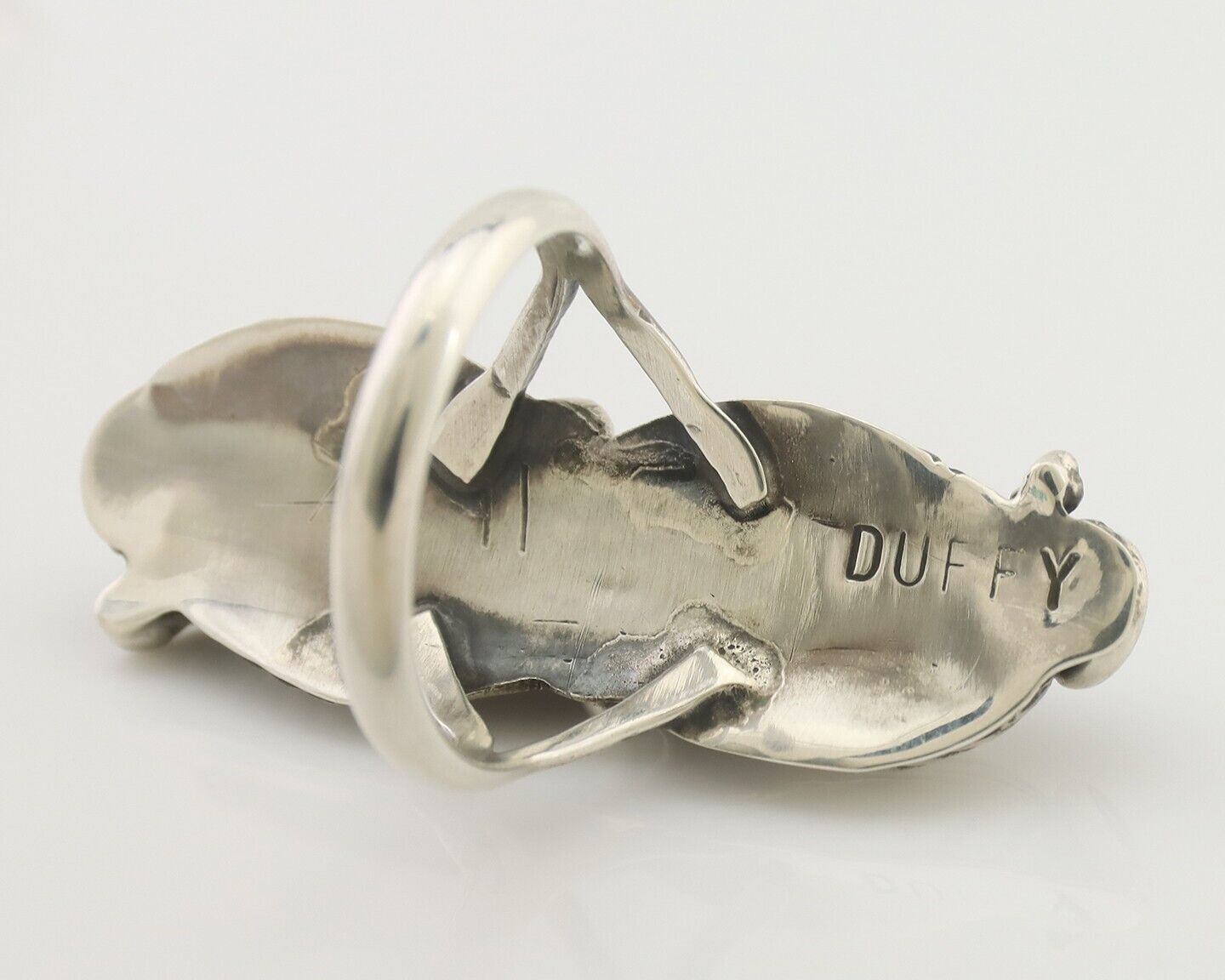 Navajo Handmade Ring 925 Silver Natural Mediterranean Coral Signed Duffy C.80's