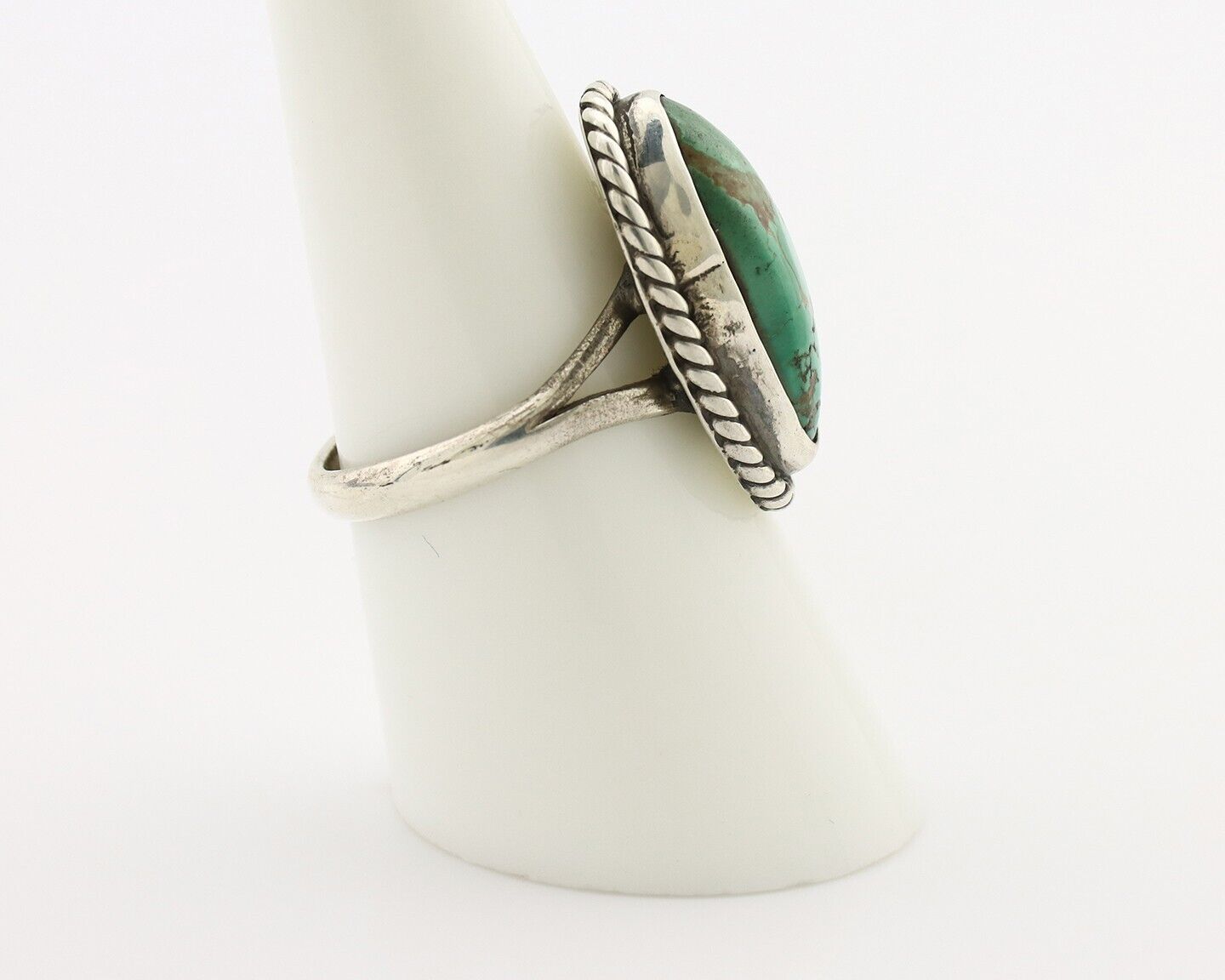 Navajo Ring 925 Silver Kingman Turquoise Artist Signed M Montoya C.80's