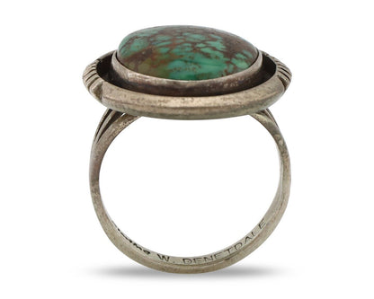 Navajo Handmade Ring 925 Silver Turquoise Artist Signed Denetdale C.80's