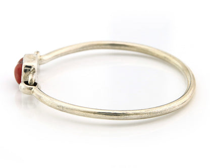 Navajo Bracelet Sterling Silver Natural Red Coral Artist Signed Sunrise