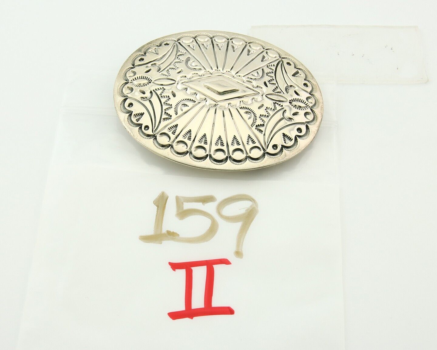 Navajo Belt Buckle 925 Sterling Silver Artist Signed Tim Guerro 2.5x3 in C.80's