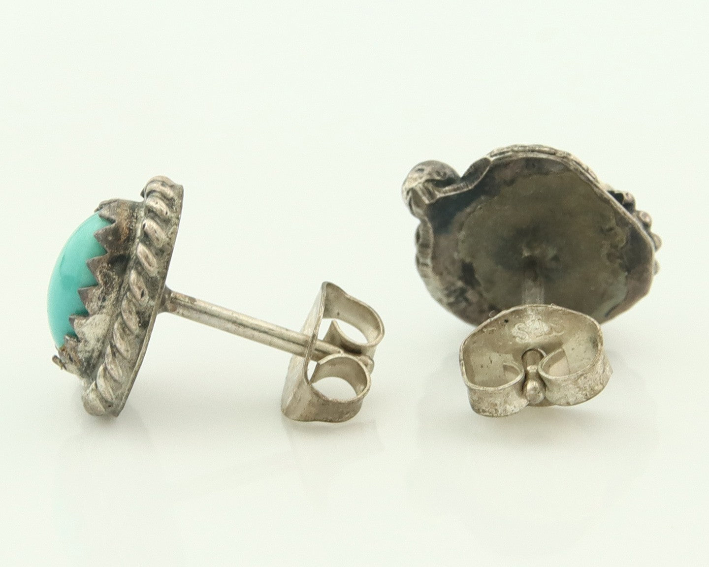 Navajo Earrings Sterling Silver Turquoise Vintage Stud Handmade