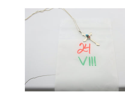 Navajo Cross Necklace Sterling Silver Authentic Natural Gemstones Signed M