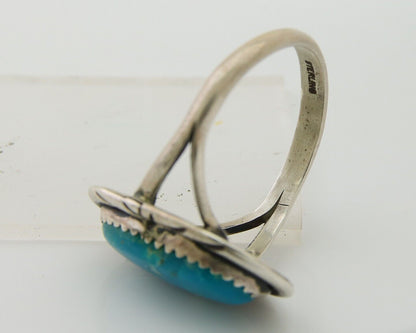 Navajo Ring 925 Sterling Silver Turquoise Artist Signed TALHAT C.80's