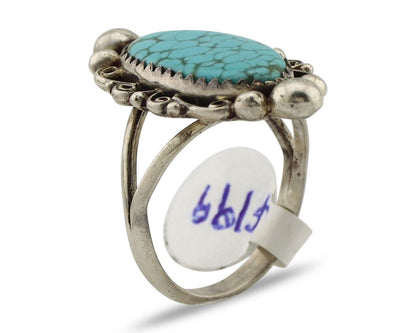Navajo Ring 925 Silver Spiderweb Turquoise Native American Artist C.80's