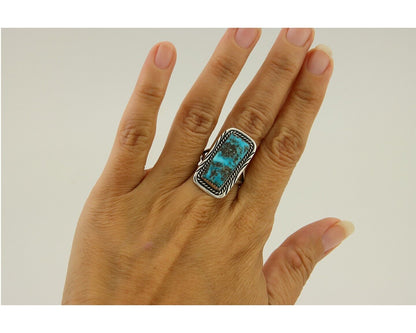Navajo Ring .925 Sterling Silver Turquoise Artist Signed Mm C.80's