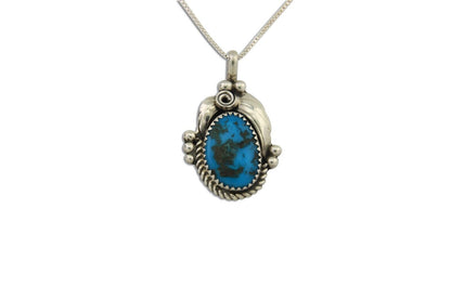 Navajo Necklace 925 Silver Natural Turquoise Artist Signed C.80's