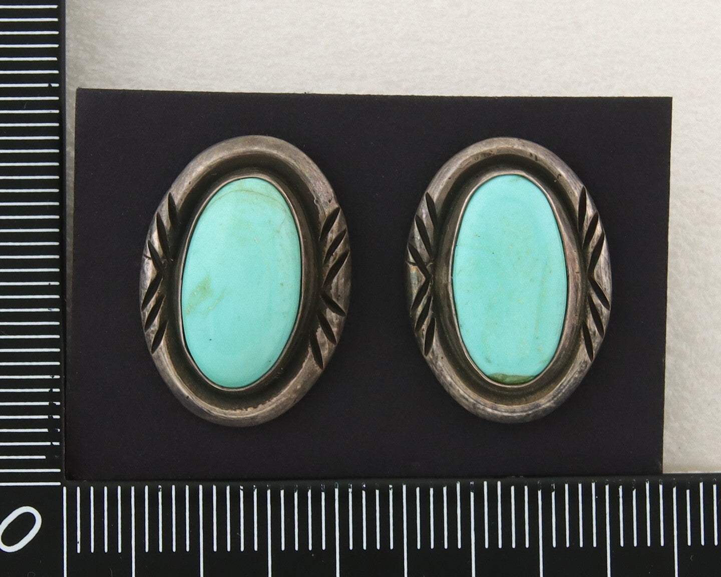 Navajo Dangle Earrings 925 Silver Natural Turquoise Native American Artist C.80s