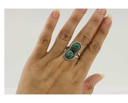 Navajo Handmade Ring 925 Silver Natural Turquoise Native American Artist C.80's