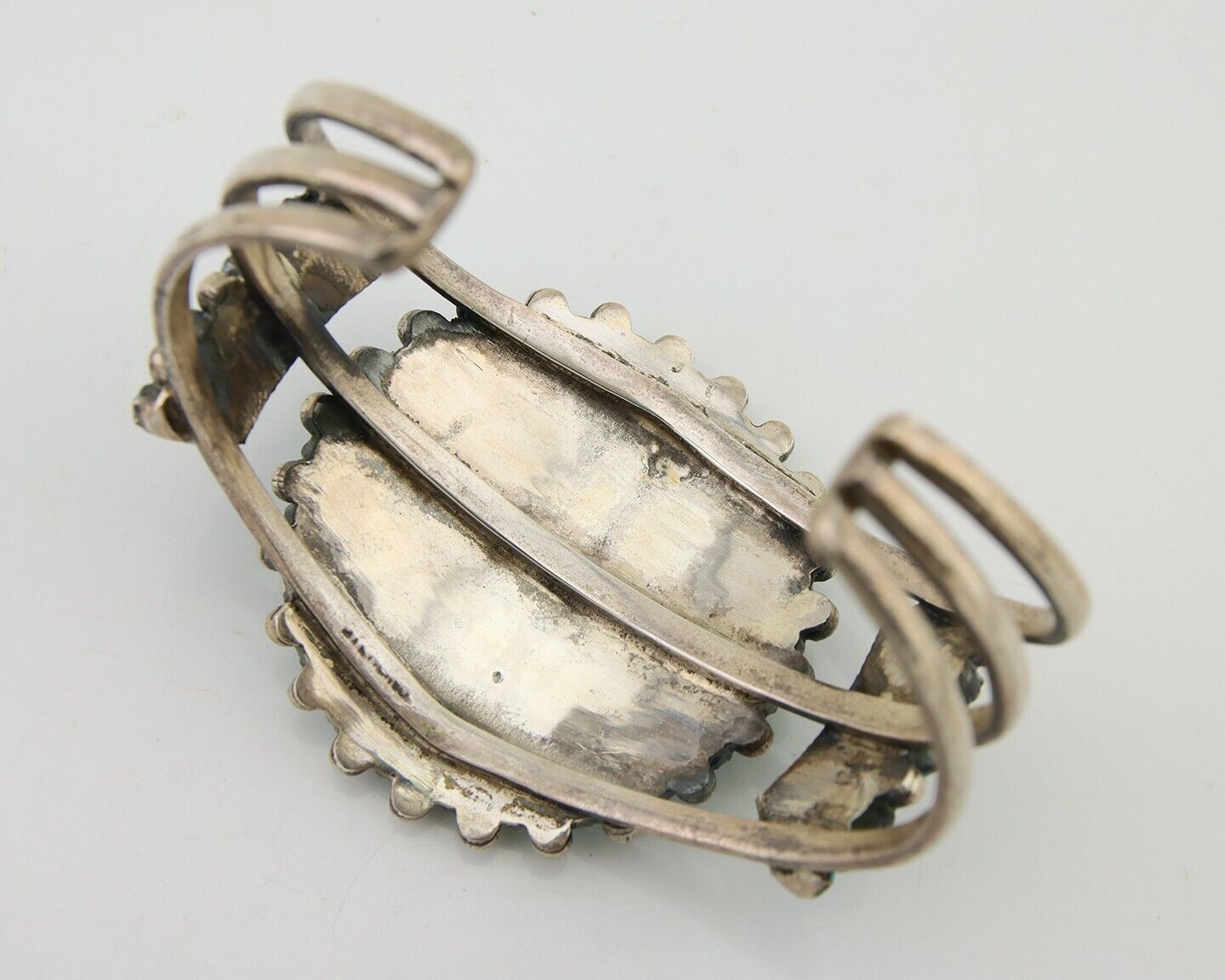 Navajo Bracelet 925 Silver Natural Blue Turquoise Native American Artist C.80's