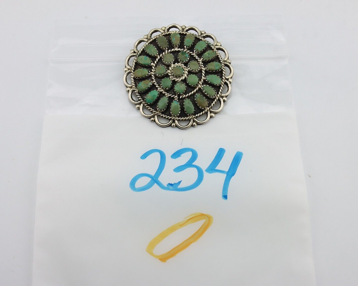 Navajo Pin Pendant 925 Silver Turquoise Signed Larry Moses Begay C.90's