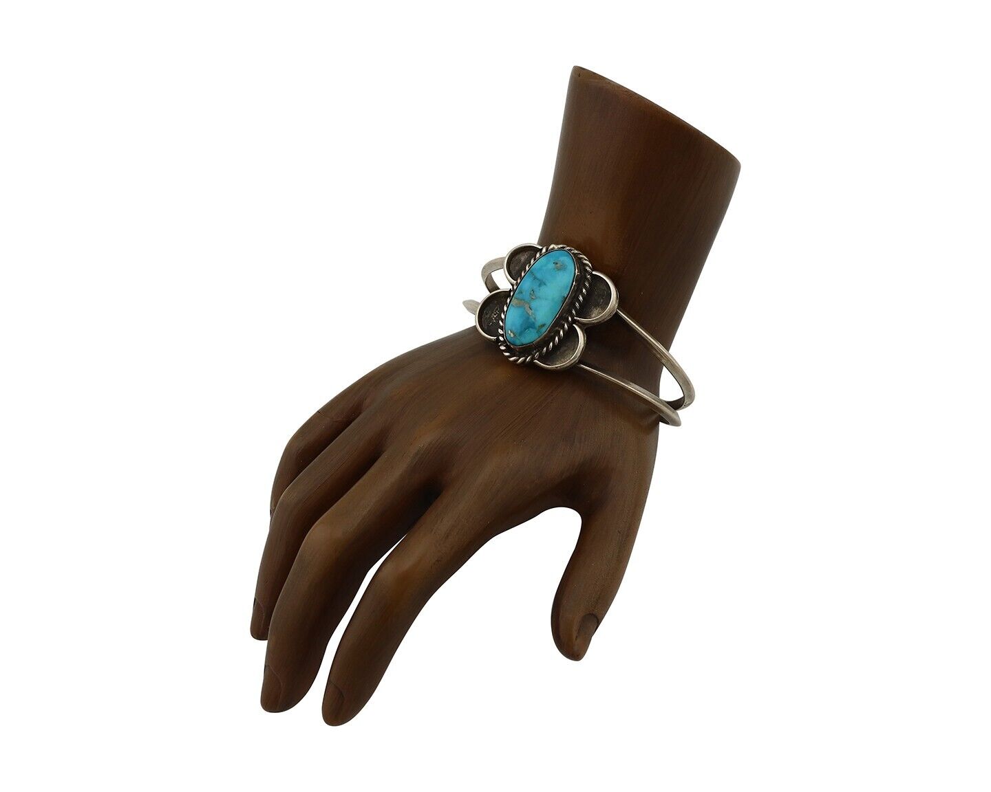 Navajo Bracelet 925 Silver Natural Blue Turquoise Native American Artist C.80's