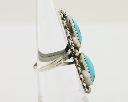 Navajo Ring 925 Silver Natural Blue Turquoise Native Artist Signed SC C.80's