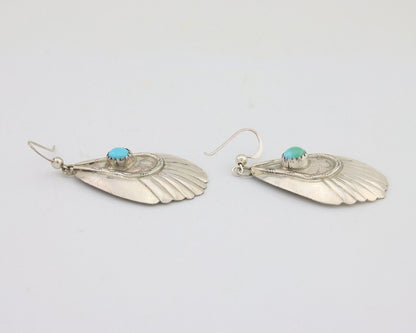 Navajo Earrings 925 Silver Turquoise Artist Signed Dean Brown C.80's