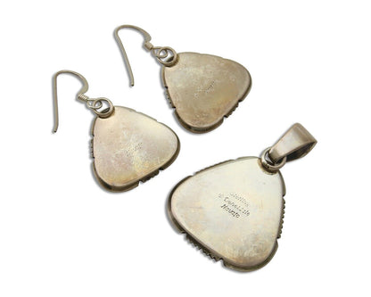 Navajo Pendant Earring Set 925 Silver Malachite Signed William Denetdale C80s