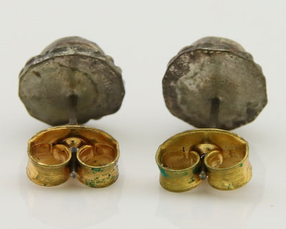 Navajo Earrings 925 Silver Natural Red Coral Native American Artist C.80's