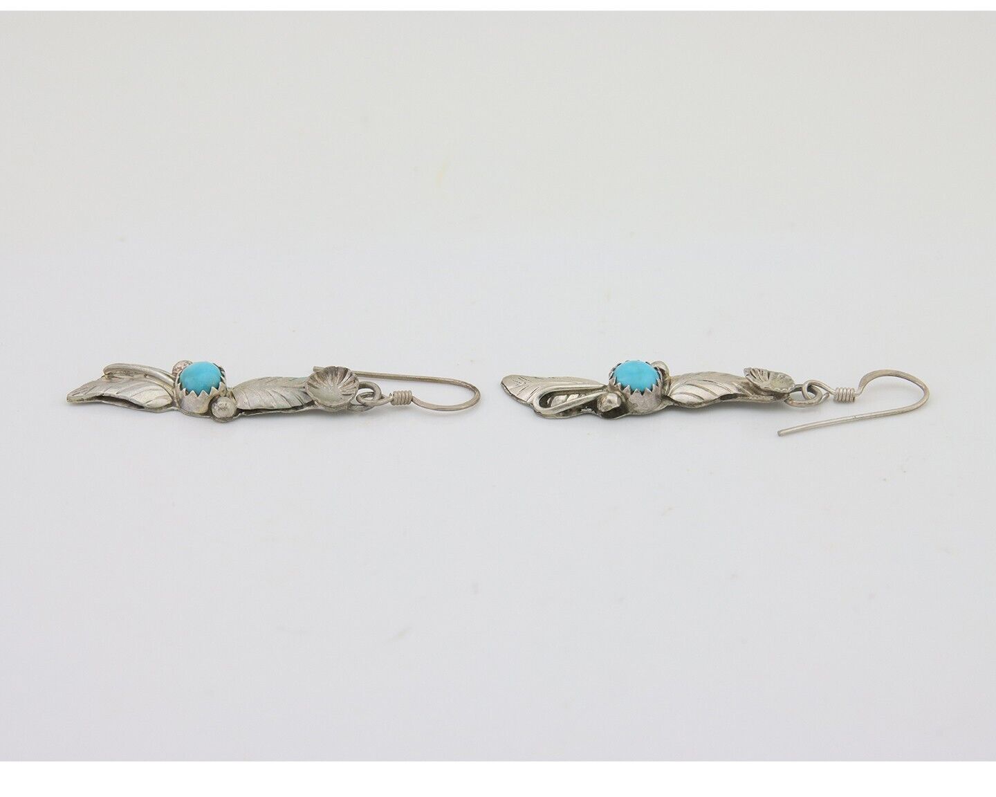 Navajo Dangle Earrings 925 Silver Natural Turquoise Native Artist C.80's