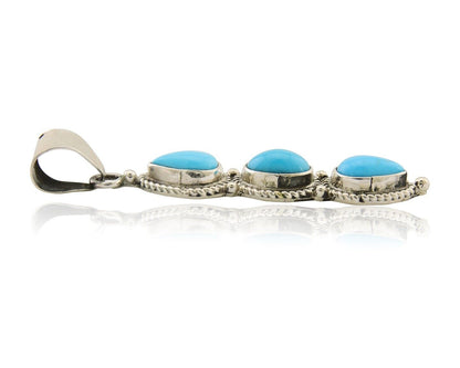 Navajo Necklace 925 Silver Natural Turquoise Artist Kathllen Chavez C.80's